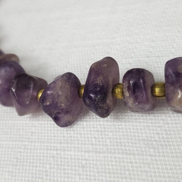 Purple Amethyst Larger Stones With Gold Tone Beading - Picture 2 of 6
